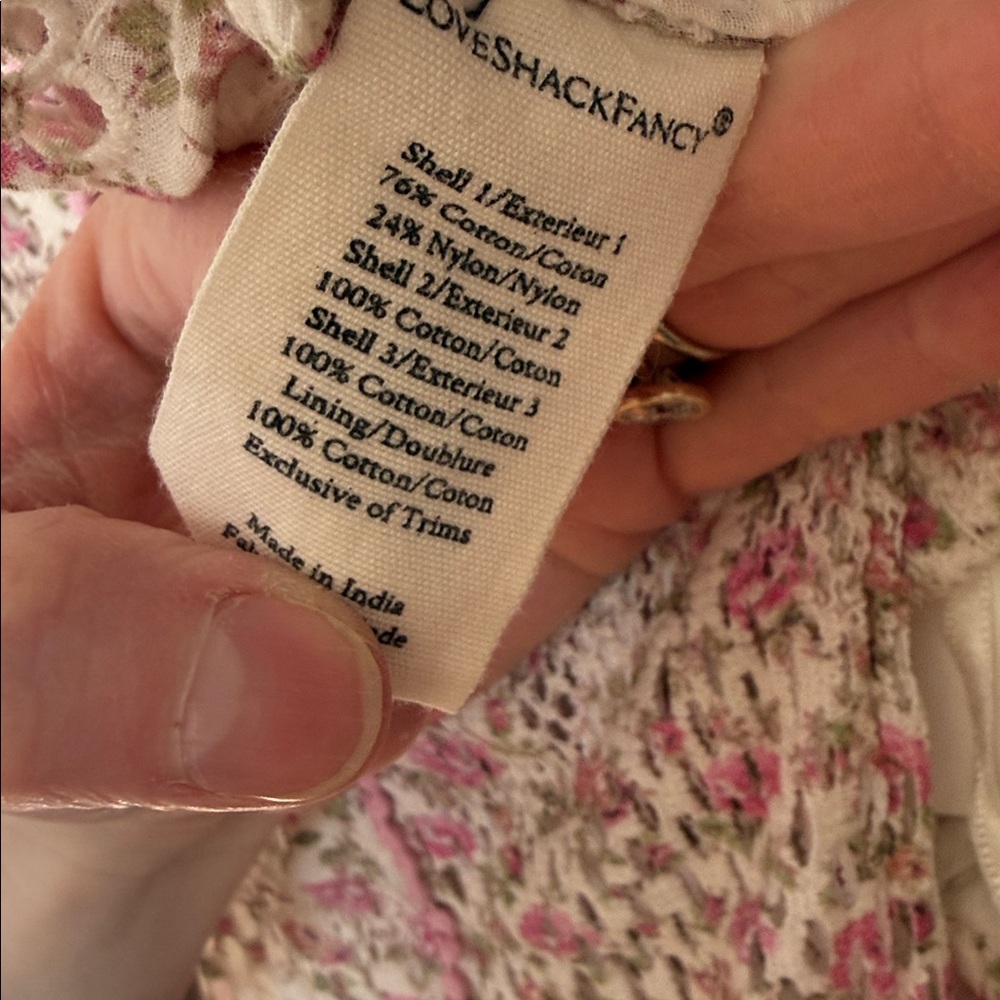 LoveShackFancy Pink Floral Ruffle Peasant Blouse small - Picture 6 of 7